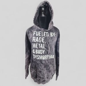 LANE SEVEN | Cozy Grunge Goth Gray Mineral Wash Preshrunk Graphic Hoodie | M